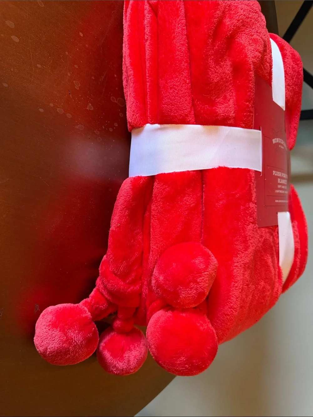 Wondershop Plush Pom Pom Blanket in Bright Red